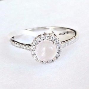 Solid 925 Silver Rose Quartz Ring